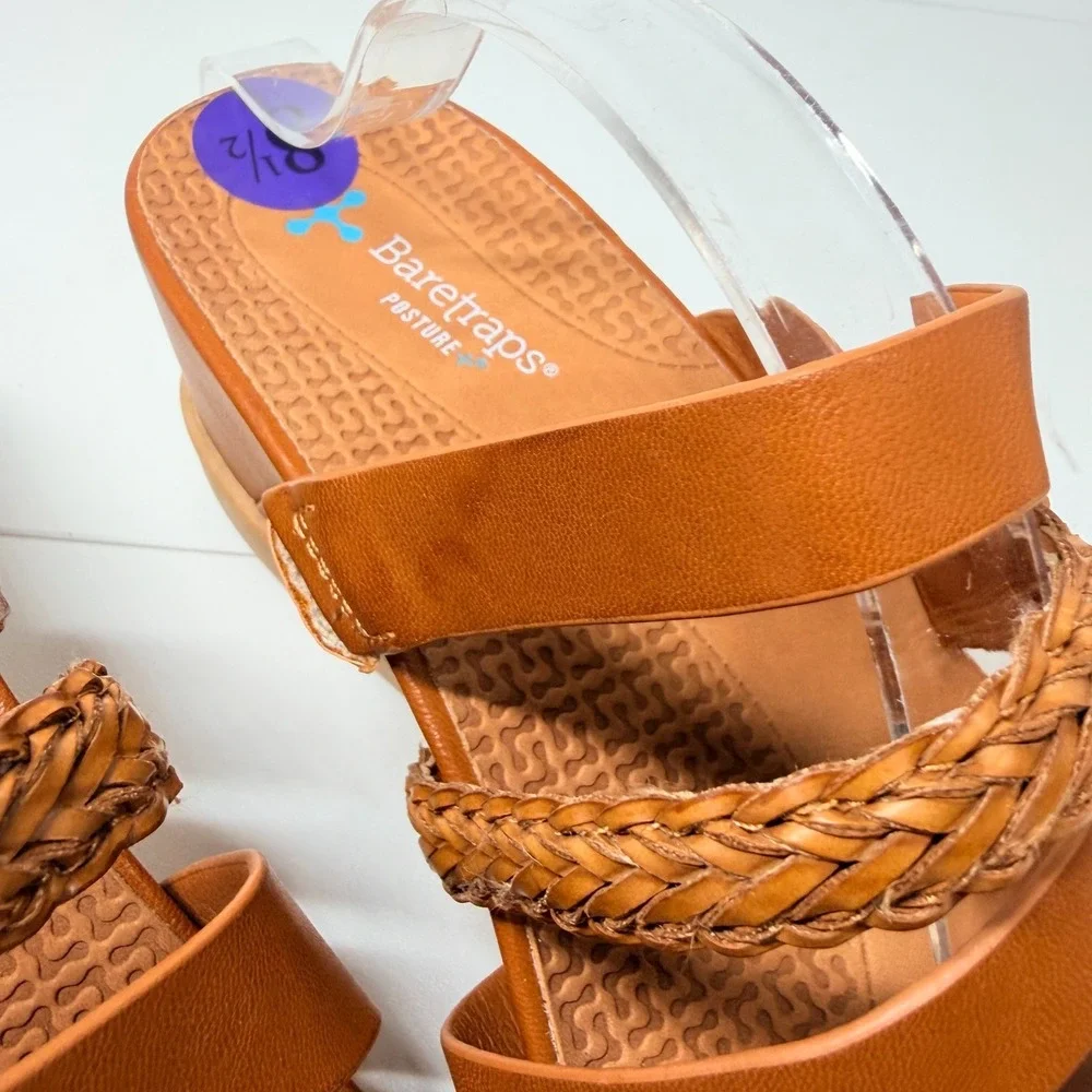 Baretraps Dallon Sandals Womens 8.5 Brown Wedge Slide Strappy Braided Posture - Picture 4 of 7